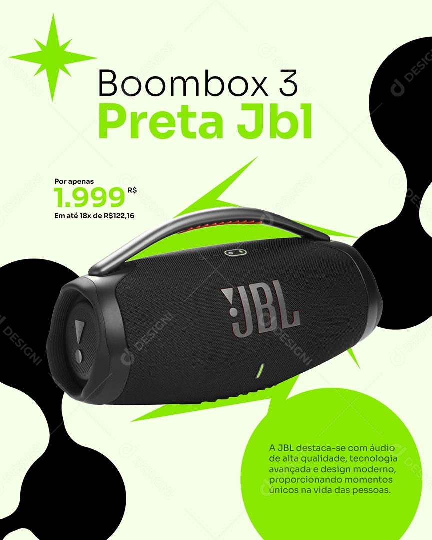 Loja de Eletrônicos Boombox 3 JBL Social Media PSD Editável