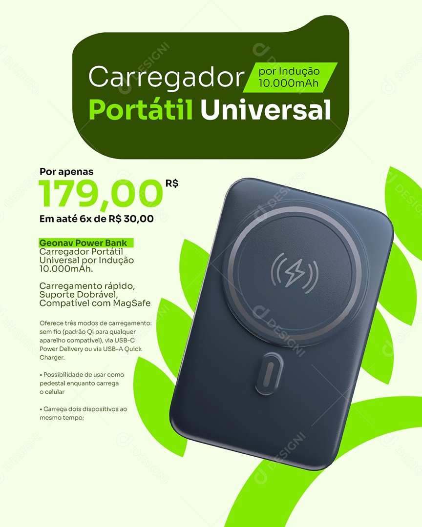 Loja de Eletrônicos Carregador Portátil Social Media PSD Editável