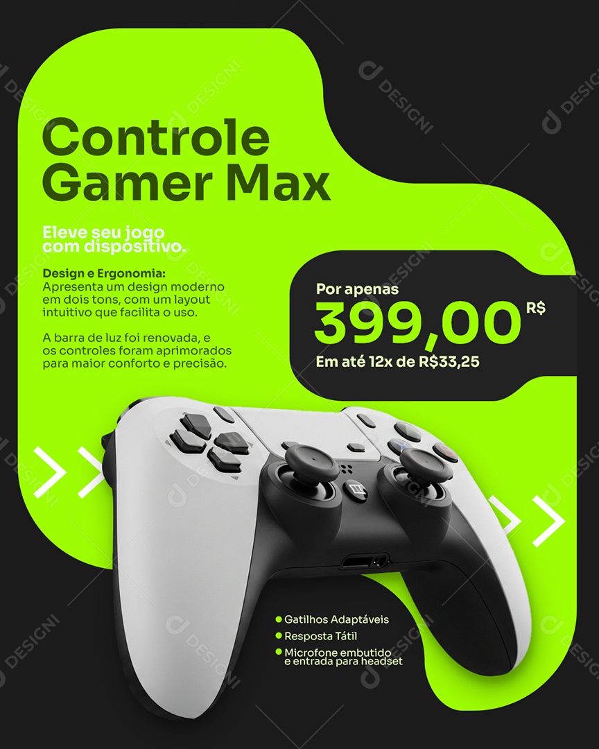 Loja de Eletrônicos Controle Gamer Max Social Media PSD Editável