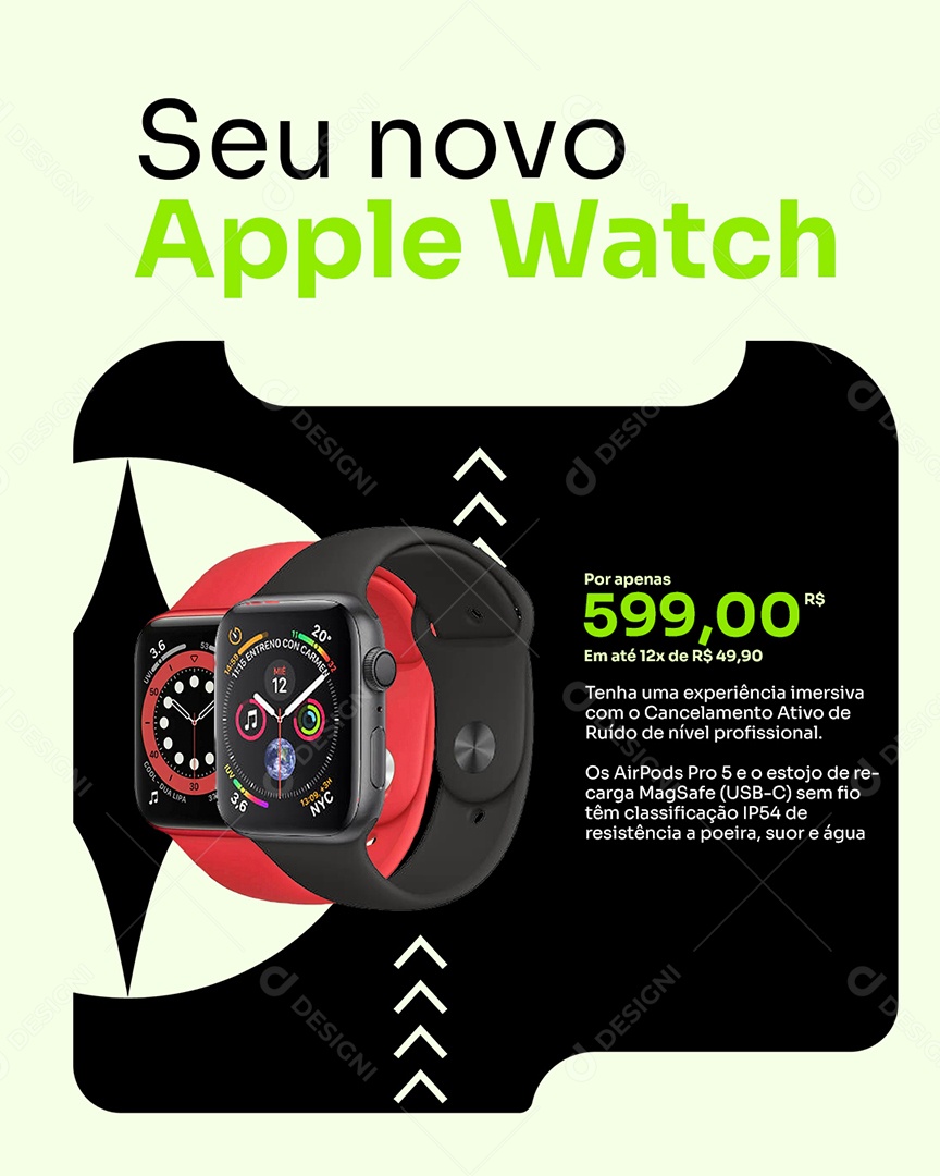 Loja de Eletrônicos Seu Novo Apple Watch Social Media PSD Editável