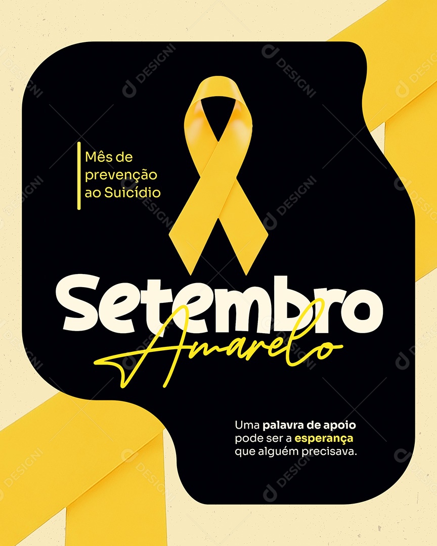 Setembro Amarelo Mês de Combate e Prevenção ao Suicídio Uma Palavra de Apoio Social Media PSD Editável