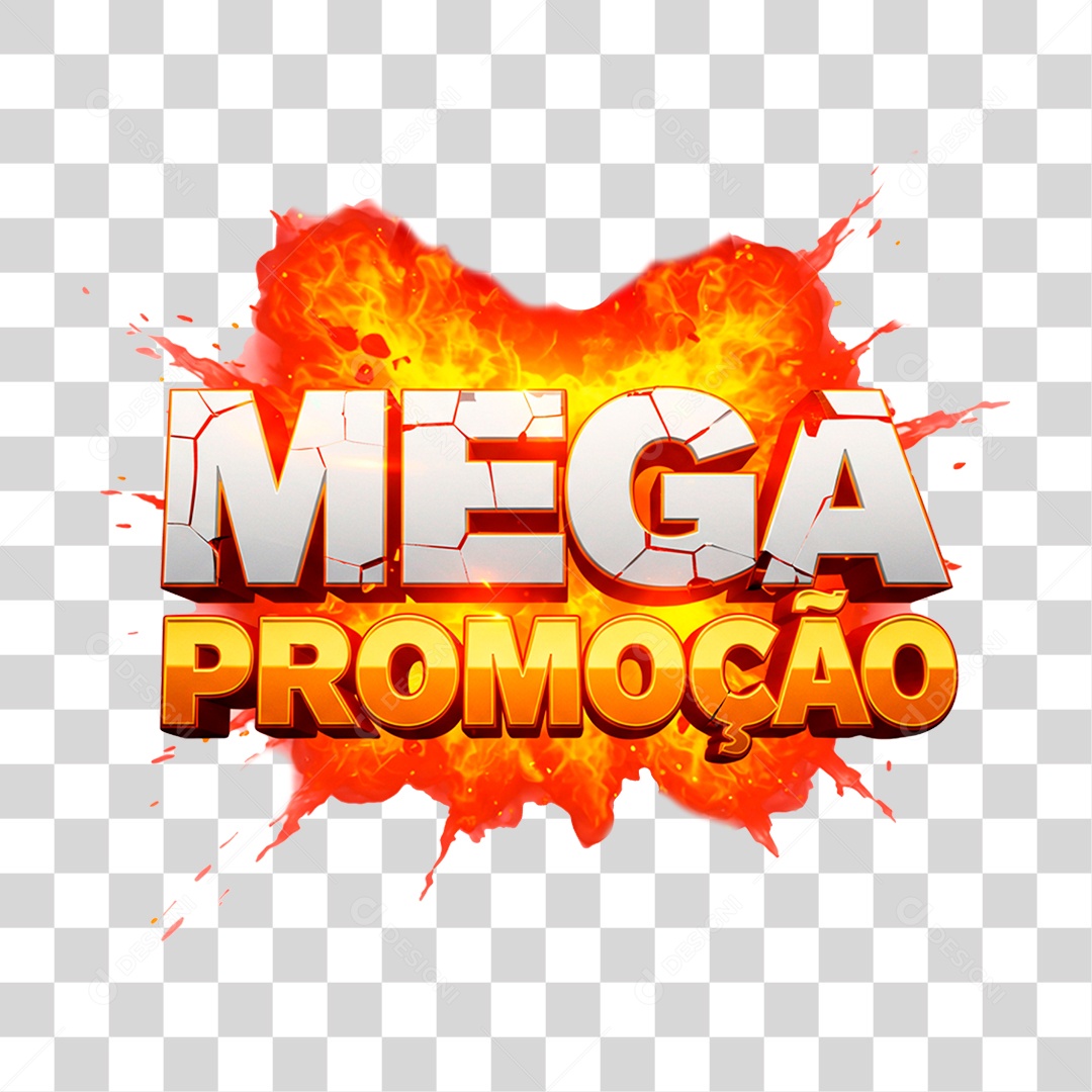 Selo 3D Mega Promoção para Composição PNG Transparente