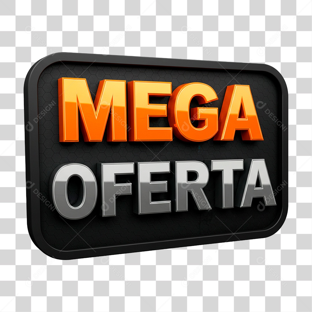 Selo 3D Mega Oferta para Composição PNG Transparente
