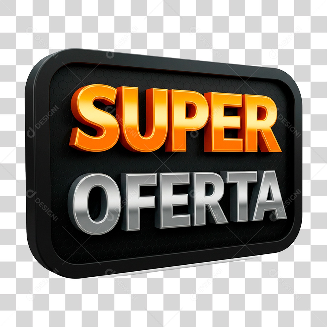 Selo 3D Super Oferta para Composição PNG Transparente