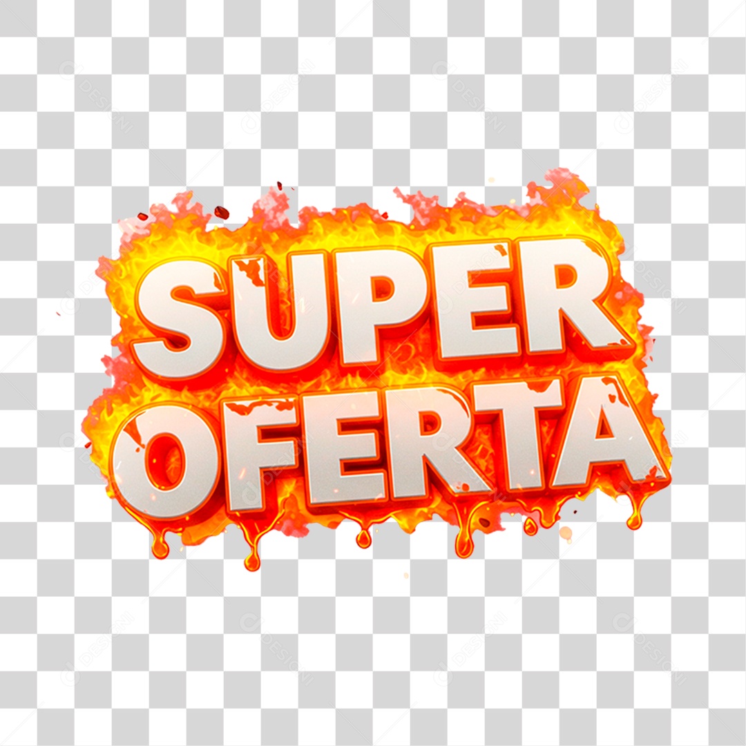 Selo 3D Super Oferta para Composição PNG Transparente