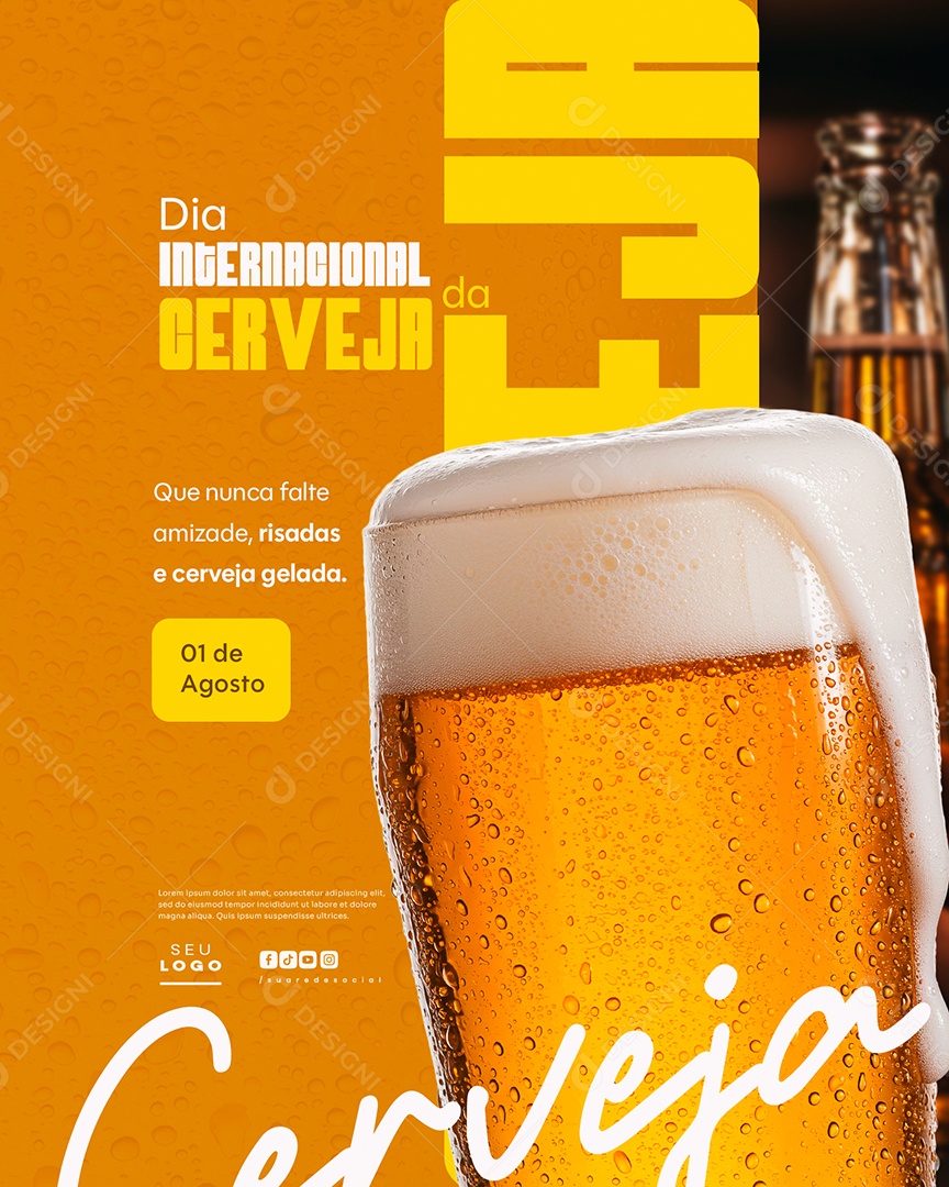 Dia Internacional da Cerveja 01 de Agosto Social Media PSD Editável