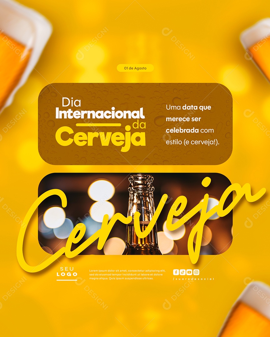 Dia Internacional da Cerveja 01 de Agosto Social Media PSD Editável
