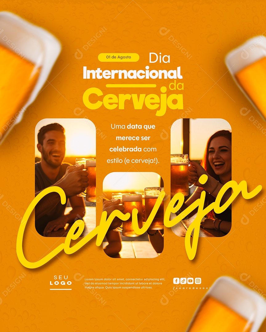 Dia Internacional da Cerveja 01 de Agosto Social Media PSD Editável