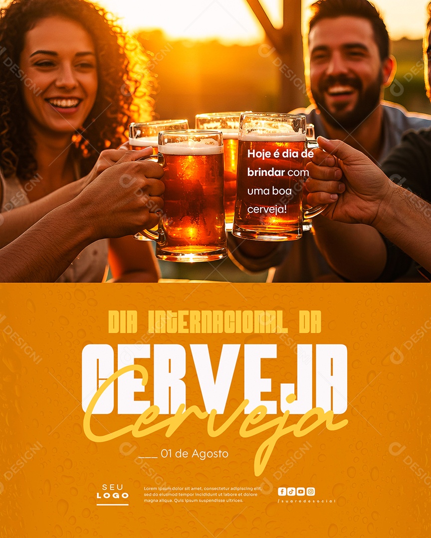 Dia Internacional da Cerveja 01 de Agosto Social Media PSD Editável