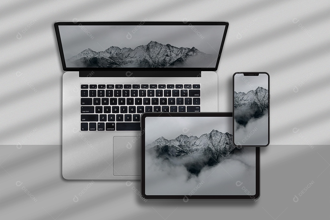 Maquete De Tela De Tablet Com Laptop E Telefone