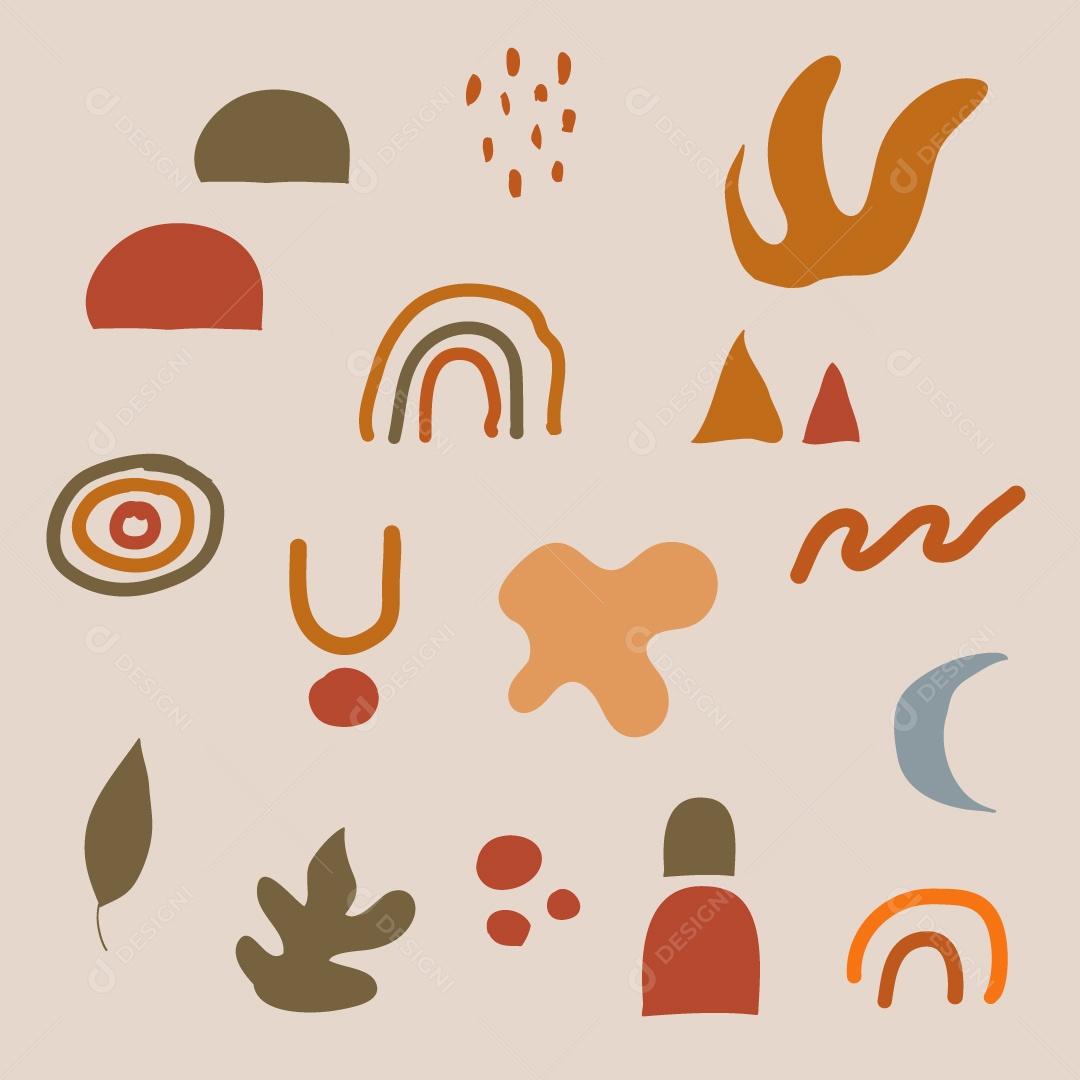 Formas abstratas de boho com cor de tom da Terra