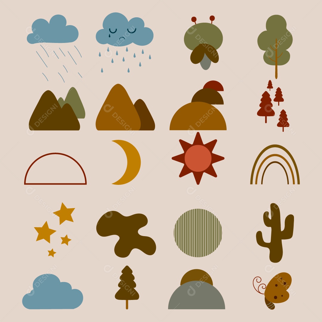 Formas boho abstratas com cor de tom de terra