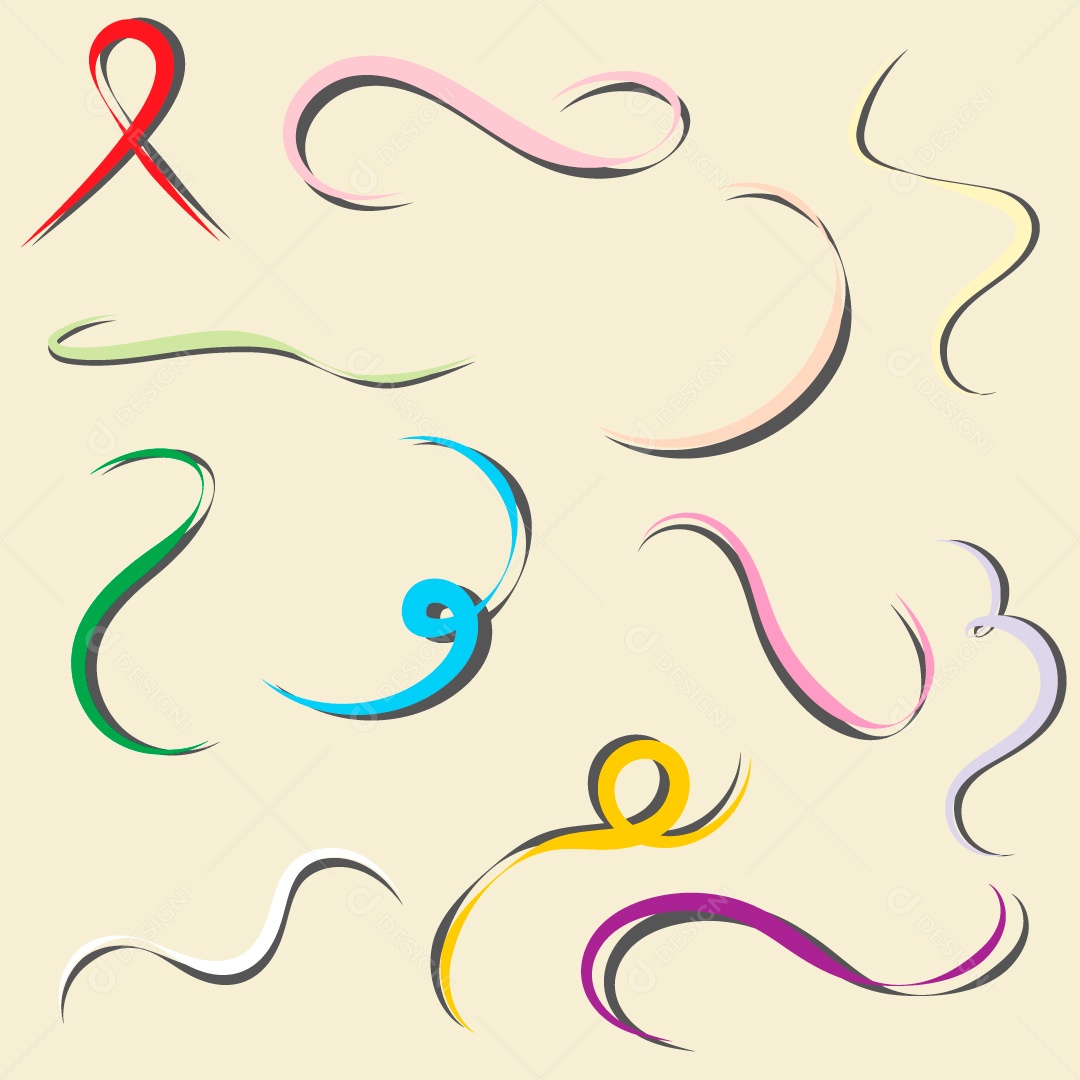 Fita encaracolada com ilustração retraída à mão