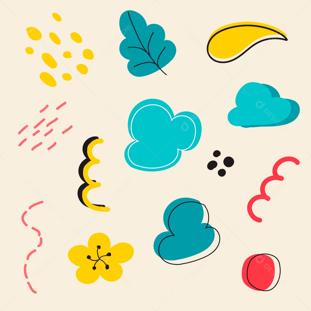 Formas abstratas de rabiscos ilustração desenhada à mão