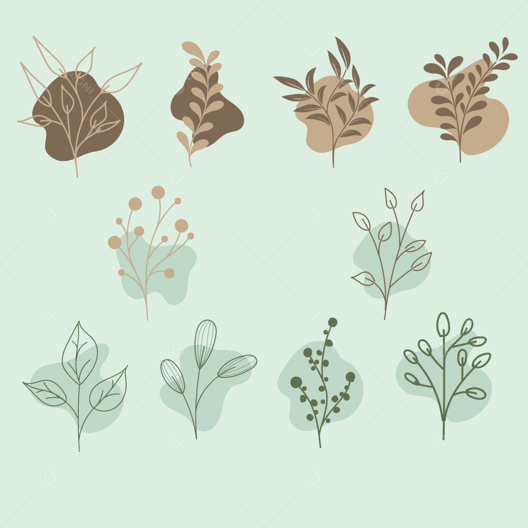 Lineart floral retraído à mão com forma orgânica