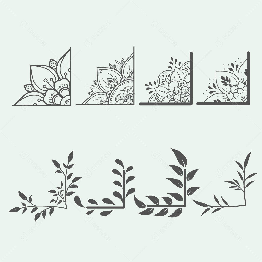 Formas de canto floral deixa ilustração de quadro de borda