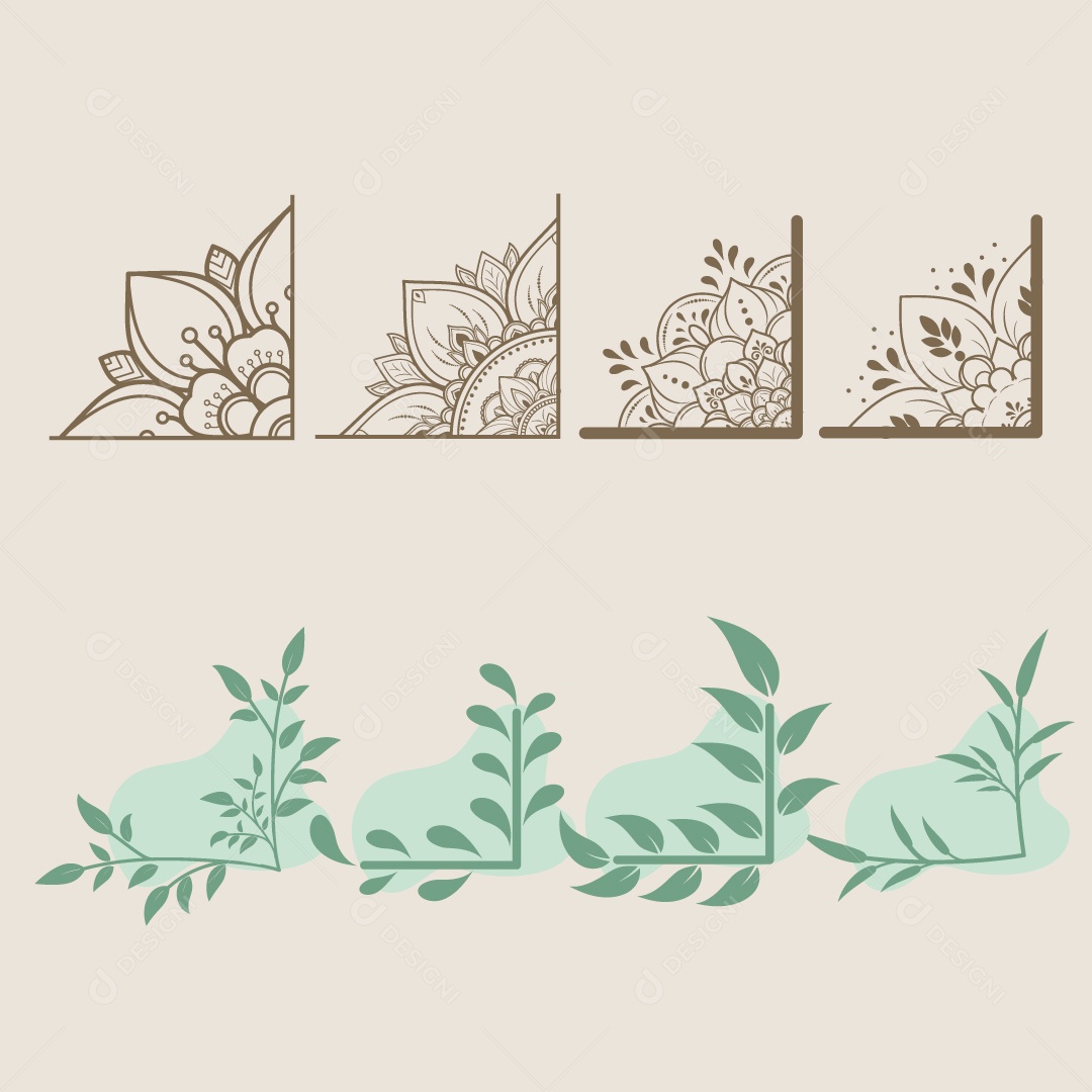 Formas de canto floral com formas orgânicas