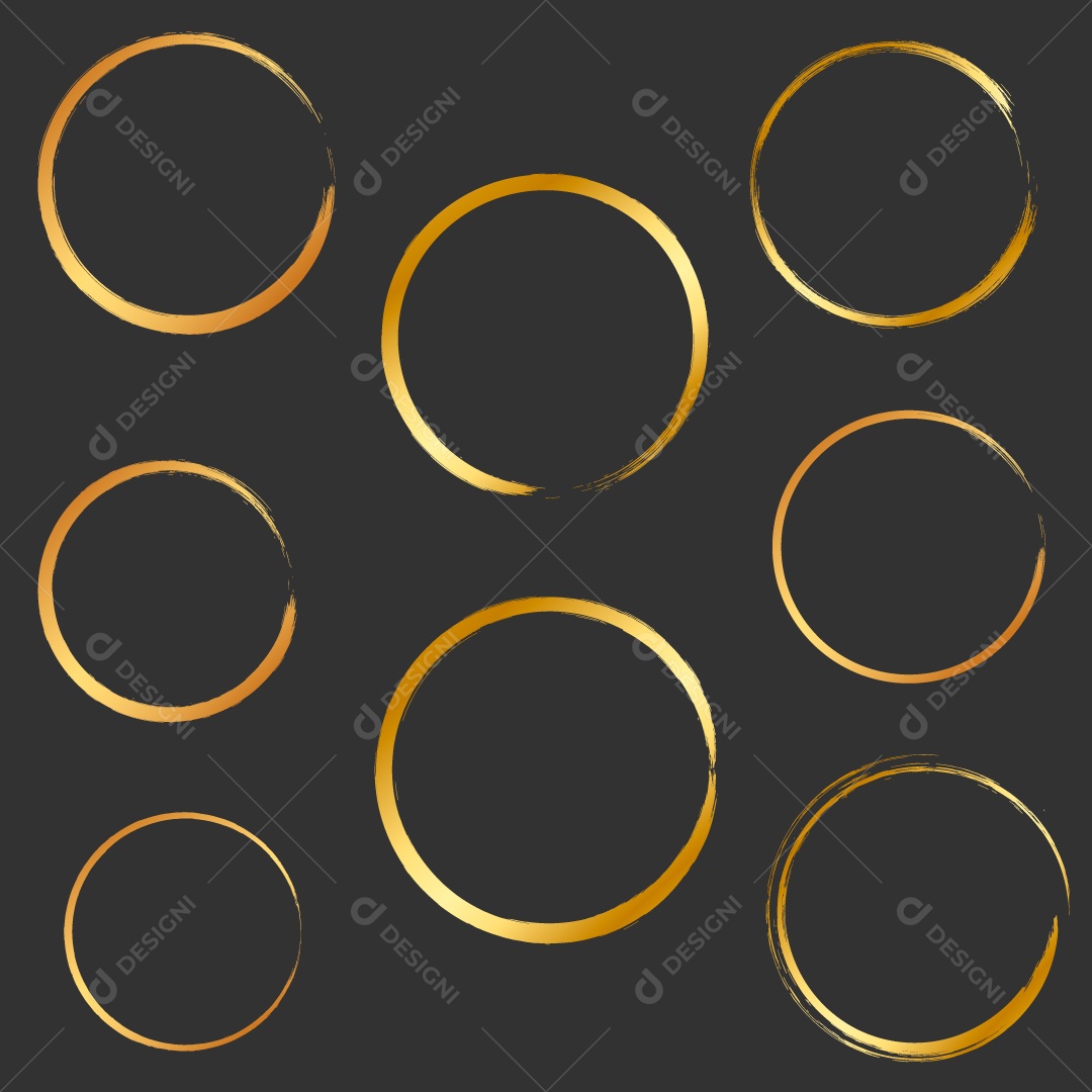 Gradiente de moldura de círculo dourado com estilo de pincelada