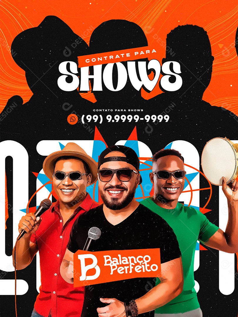 Flyer Próximos Shows Contrate para Shows Balanço Perfeito Social Media PSD Editável