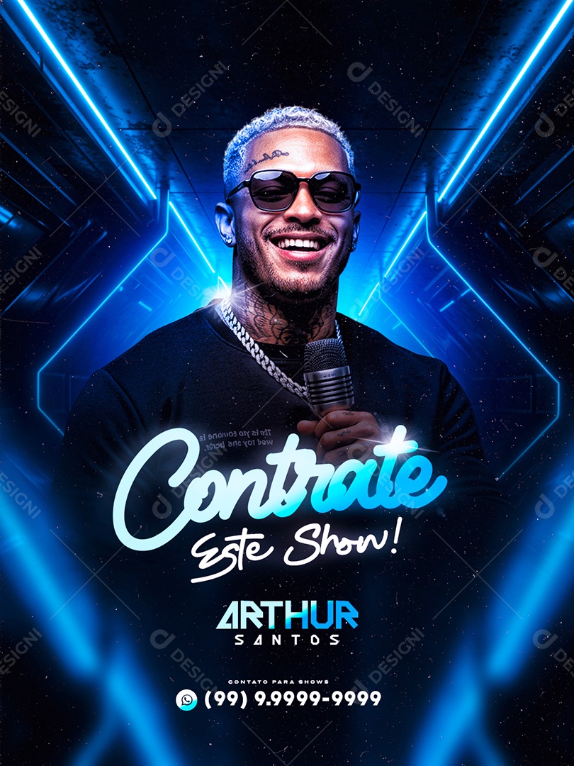 Flyer Próximos Shows Contrate Este Show Arthur Santos Social Media PSD Editável