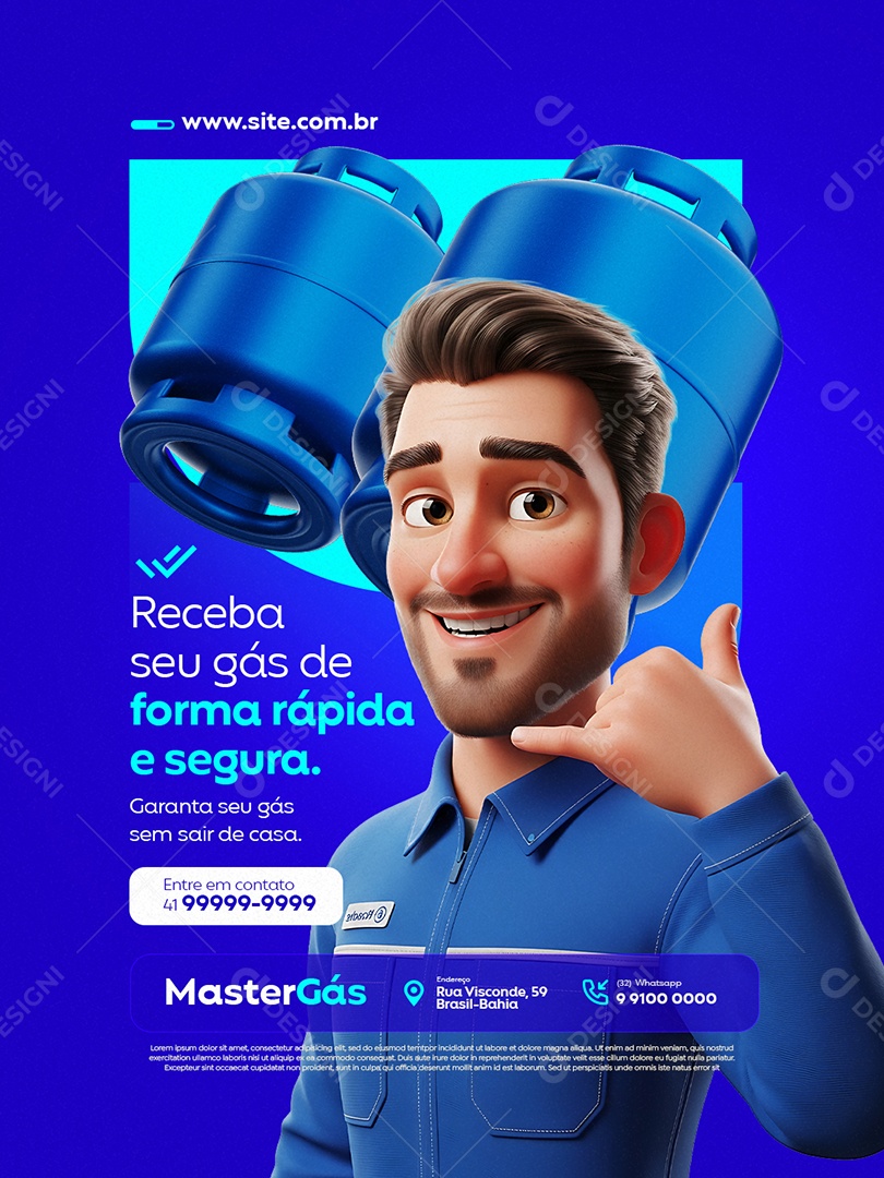Distribuidor de Gás Receba Seu Gás de Forma Rápida e Segura Social Media PSD Editável