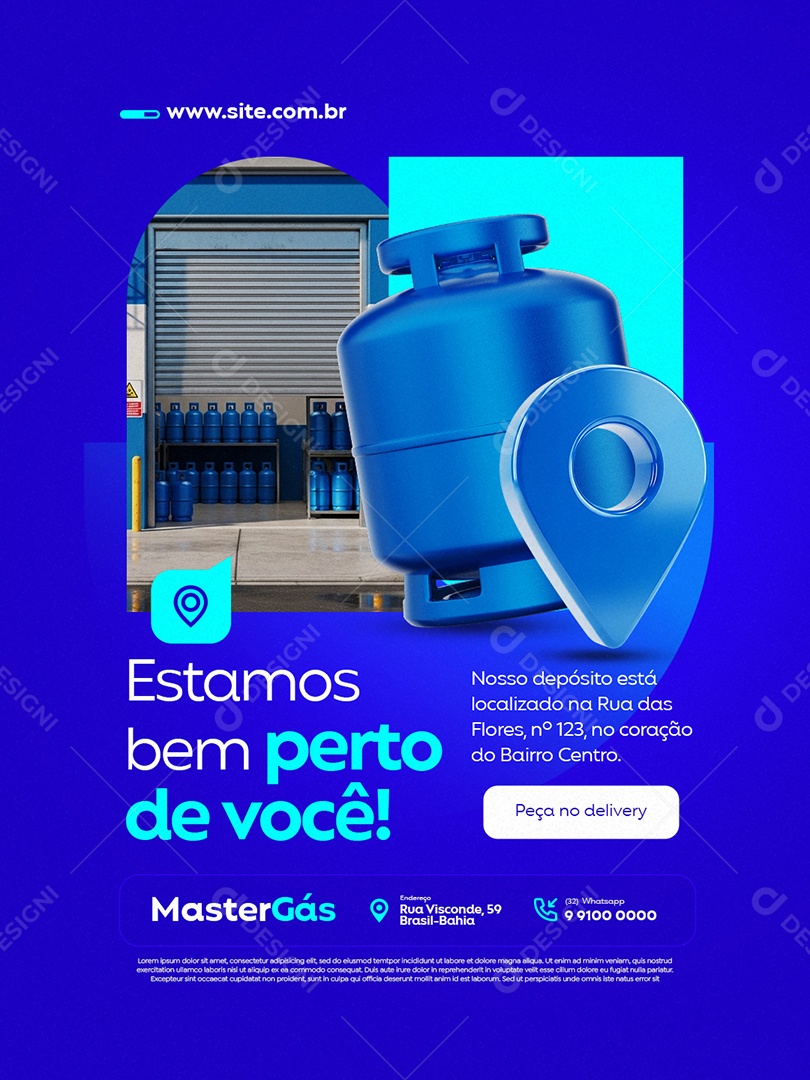 Distribuidor de Gás Estamos Bem Perto de Você Social Media PSD Editável