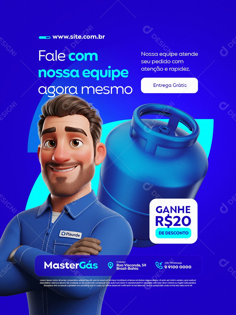 Distribuidor de Gás Fale com Nossa Equipe Agora Mesmo Social Media PSD Editável