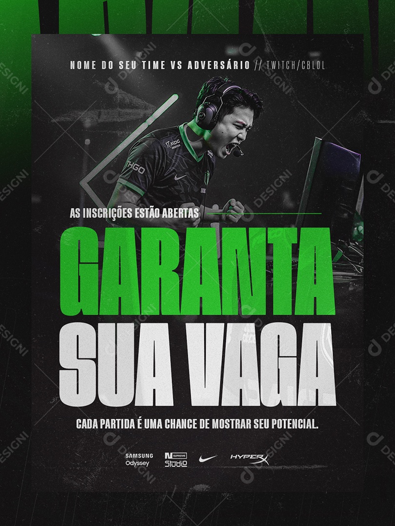 Esports As Inscrições Estão Abertas Garanta Sua Vaga Social Media PSD Editável