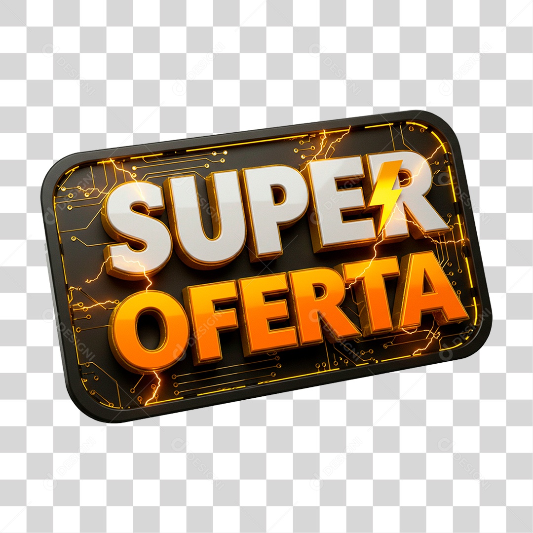 Selo 3D Super Oferta para Composição PNG Transparente