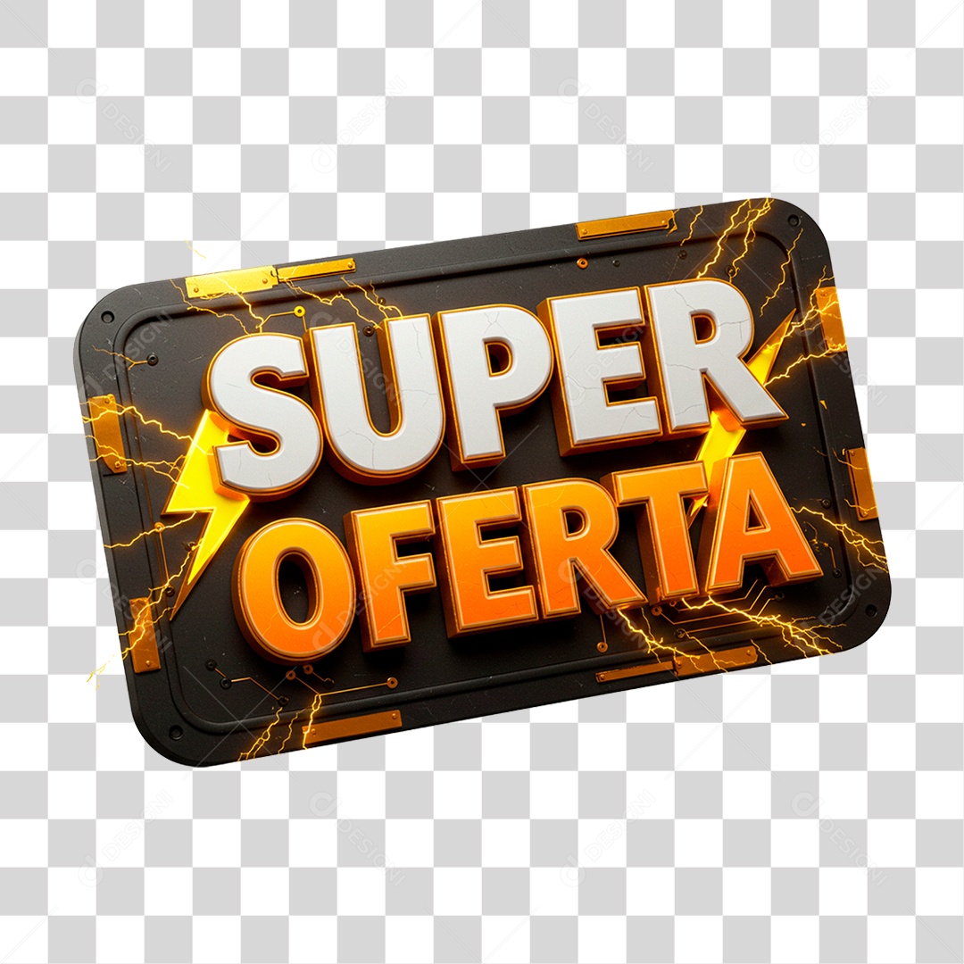 Selo 3D Super Oferta para Composição PNG Transparente