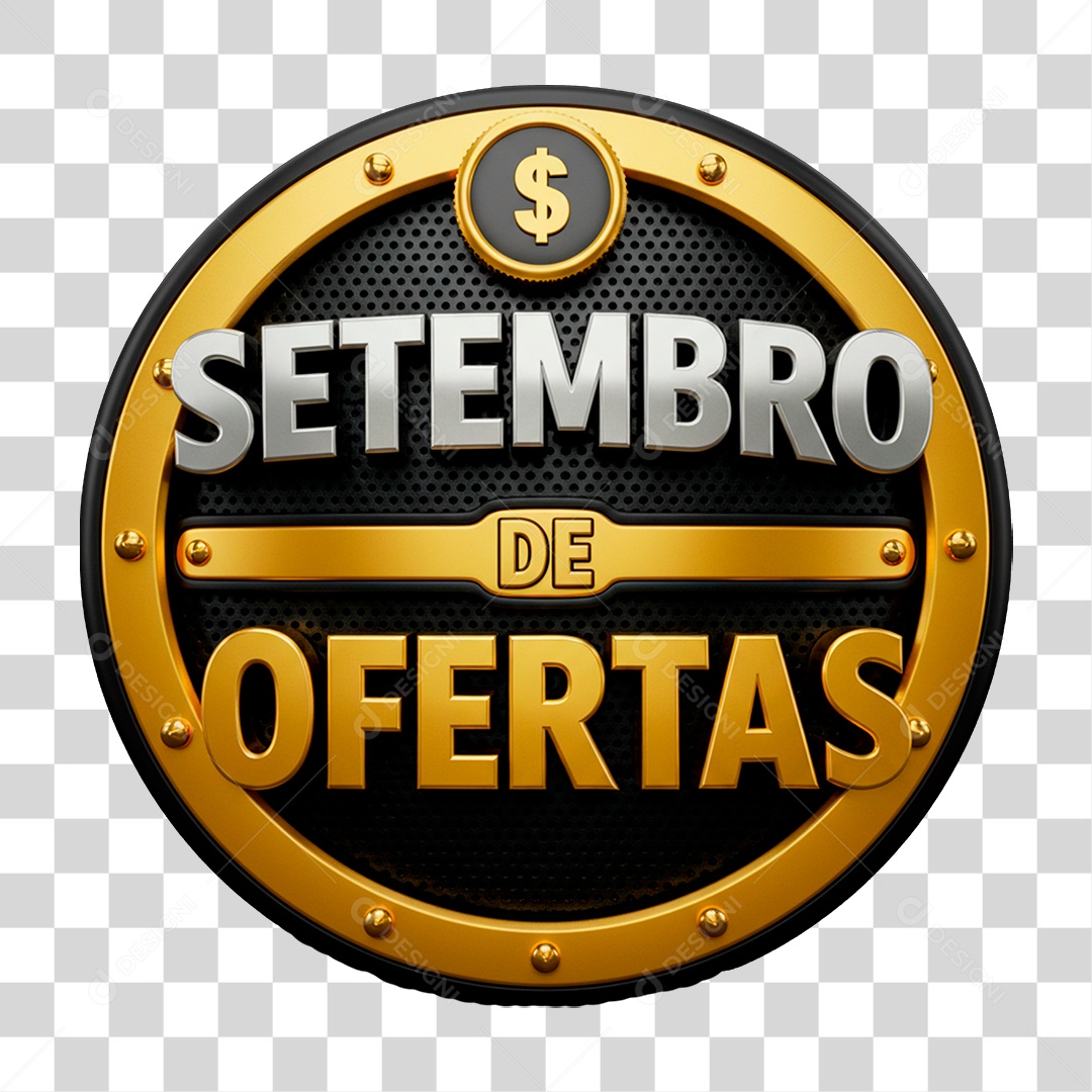 Selo 3D Setembro de Oferta PNG Transparente