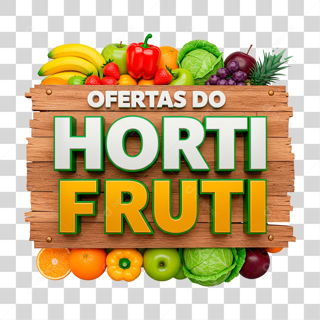 Selo 3D Ofertas do Hortifrúti PNG Transparente