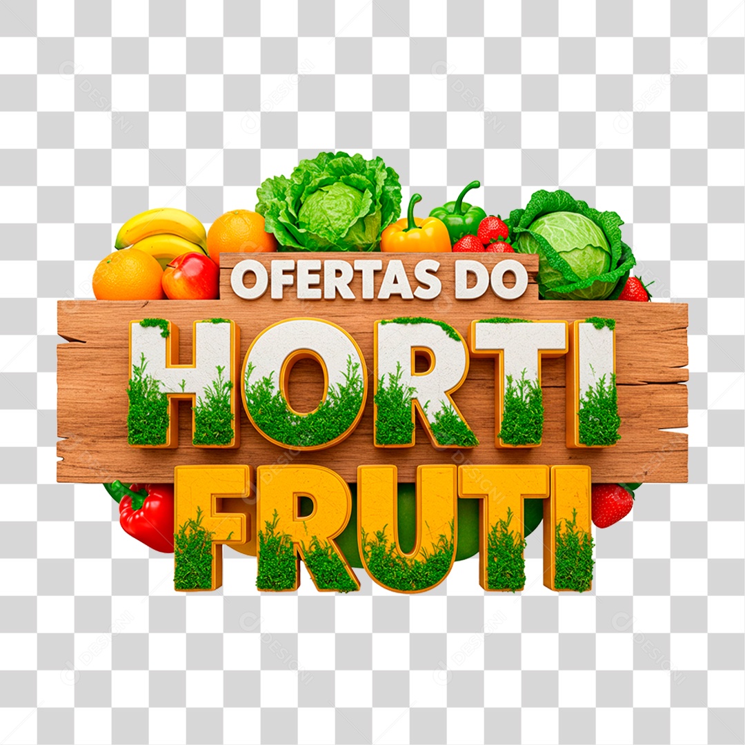 Selo 3D Ofertas do Hortifrúti PNG Transparente