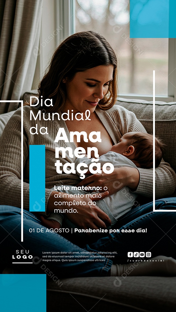Story Dia Mundial Da Amamentação 1 de Agosto Social Media PSD Editável
