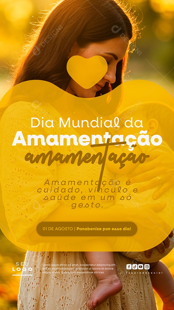 Story Dia Mundial Da Amamentação 1 de Agosto Social Media PSD Editável