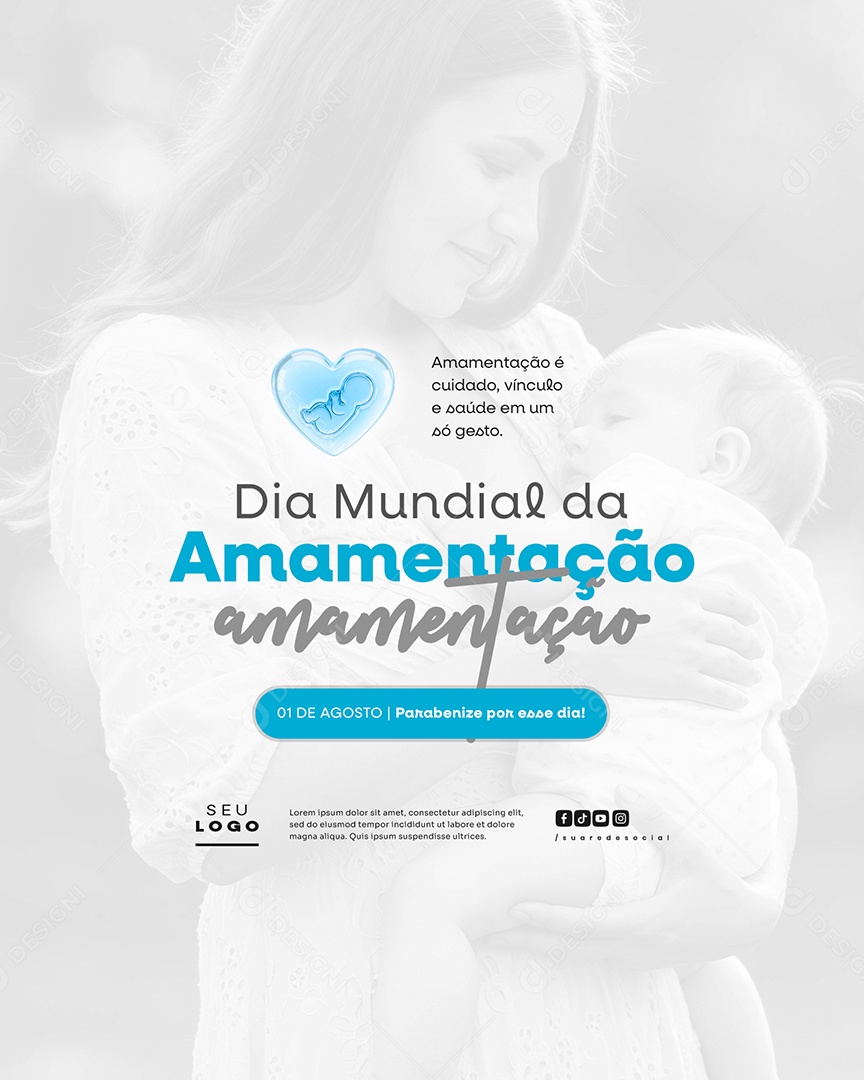 Dia Mundial Da Amamentação 1 de Agosto Social Media PSD Editável