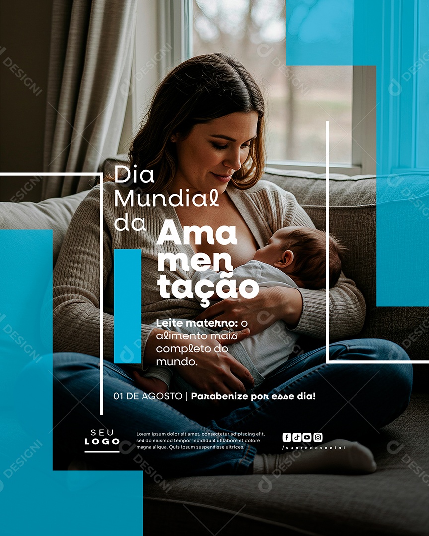 Dia Mundial Da Amamentação 1 de Agosto Social Media PSD Editável