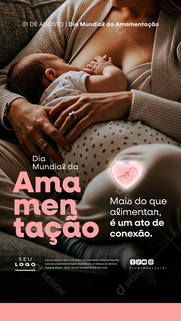 Story Dia Mundial Da Amamentação 1 de Agosto Social Media PSD Editável