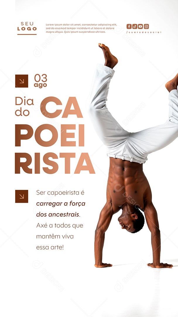 Feliz Dia do Capoeirista 03 de Agosto Social Media PSD Editável