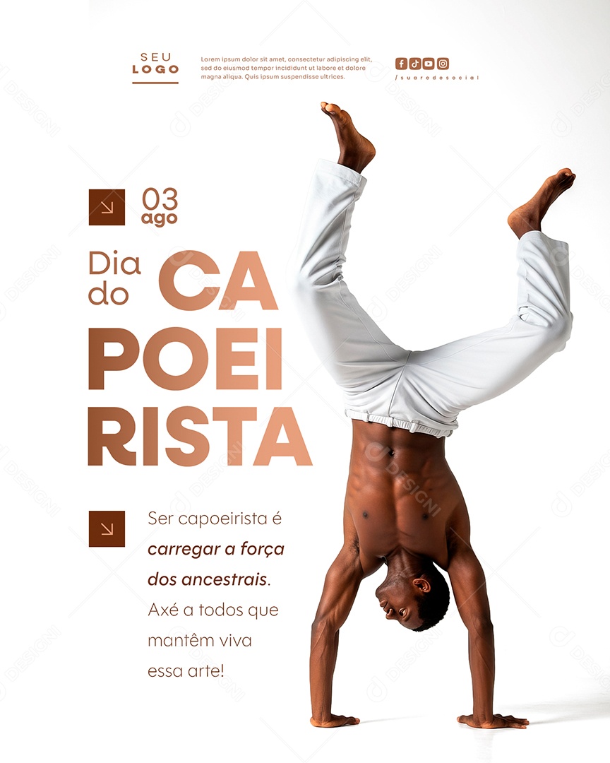 Feliz Dia do Capoeirista 03 de Agosto Social Media PSD Editável