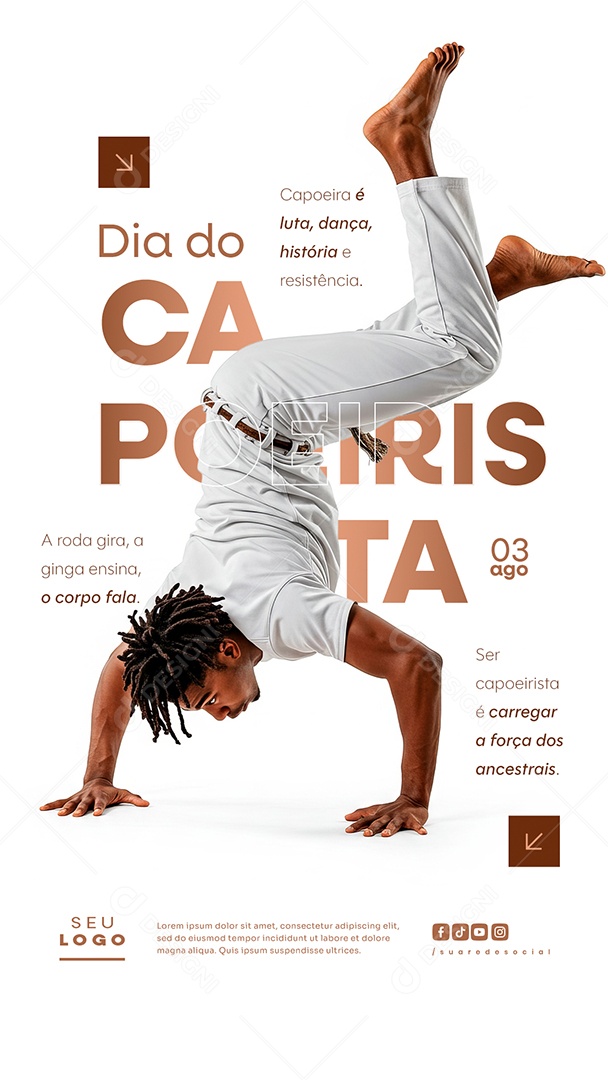 Story Feliz Dia do Capoeirista 03 de Agosto Social Media PSD Editável