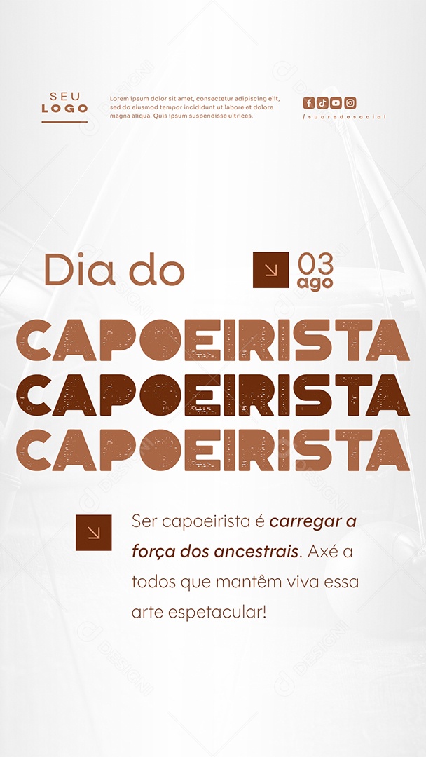 Story Feliz Dia do Capoeirista 03 de Agosto Social Media PSD Editável