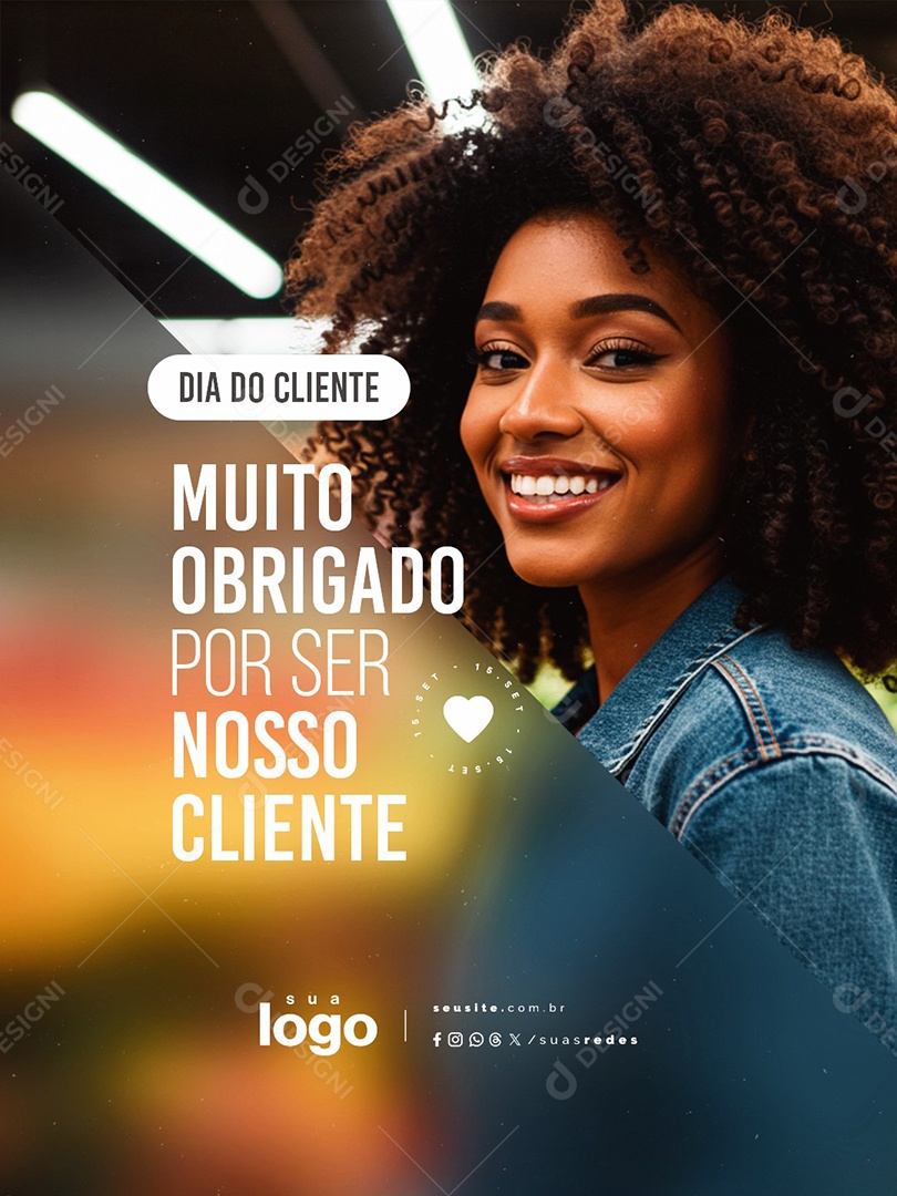 Dia do Cliente 15 de Setembro Muito Obrigado Social Media PSD Editável