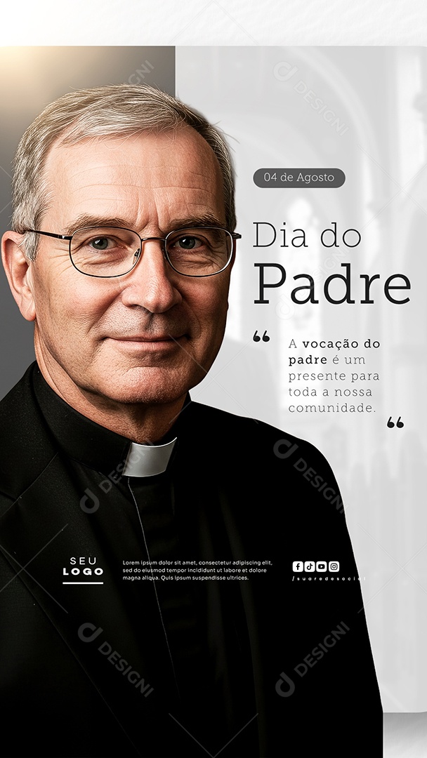 Story Dia do Padre 04 de Agosto Social Media PSD Editável