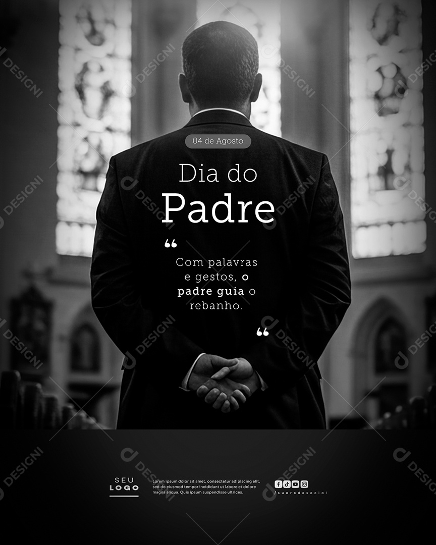 Dia do Padre 04 de Agosto Social Media PSD Editável