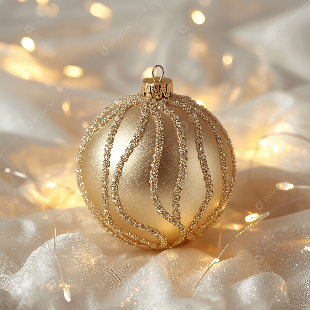 A imagem mostra uma bola de Natal, um ornamento decorativo tipicamente usado para enfeitar árvores de Natal.