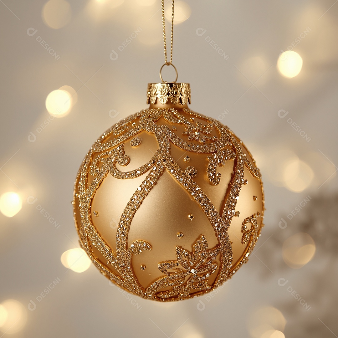A imagem mostra uma bola de Natal, um ornamento decorativo tipicamente usado para enfeitar árvores de Natal.