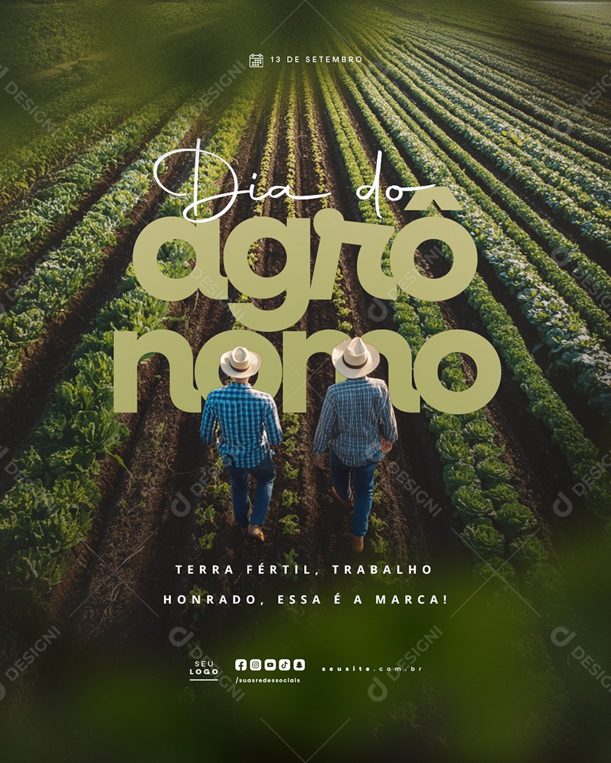 Dia do Agrônomo 13 de Setembro Terra Fértil Social Media PSD Editável