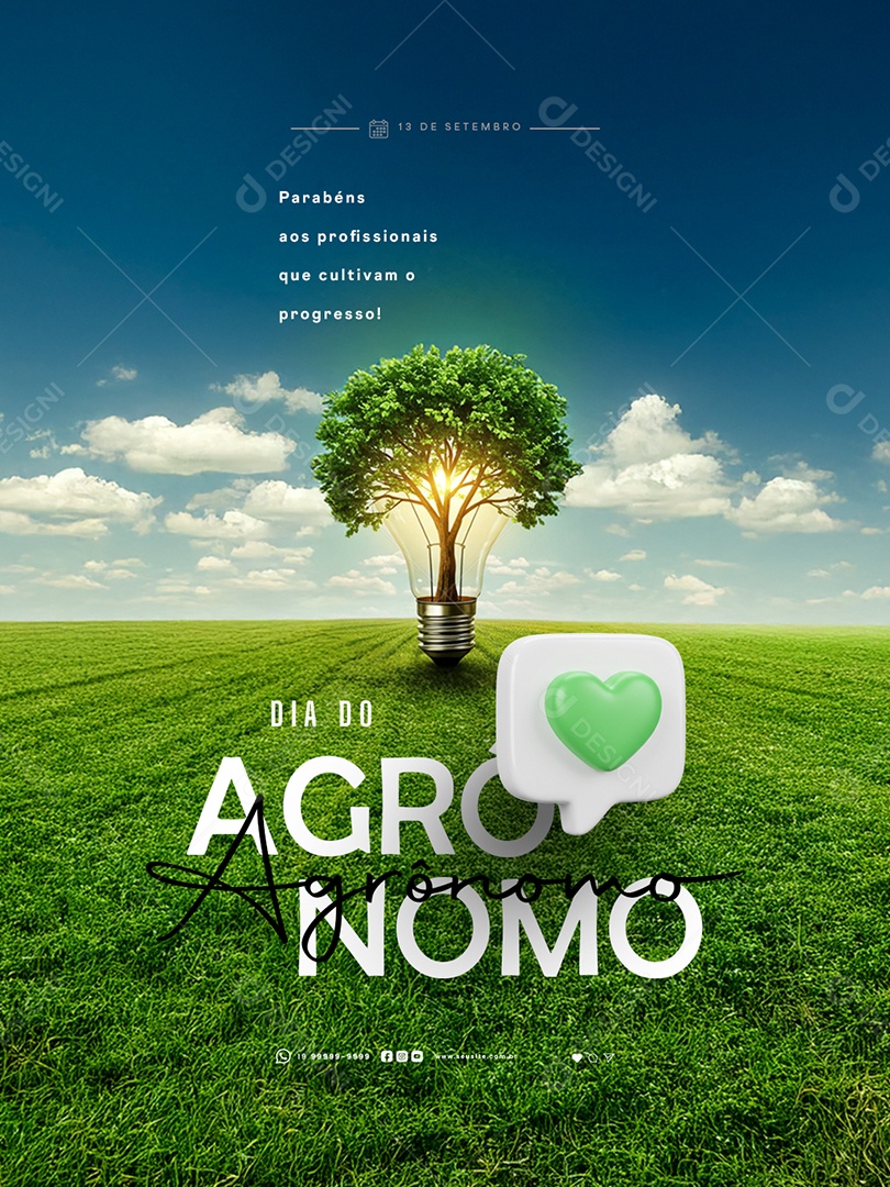 Dia do Agrônomo 13 de Setembro Parabéns Social Media PSD Editável