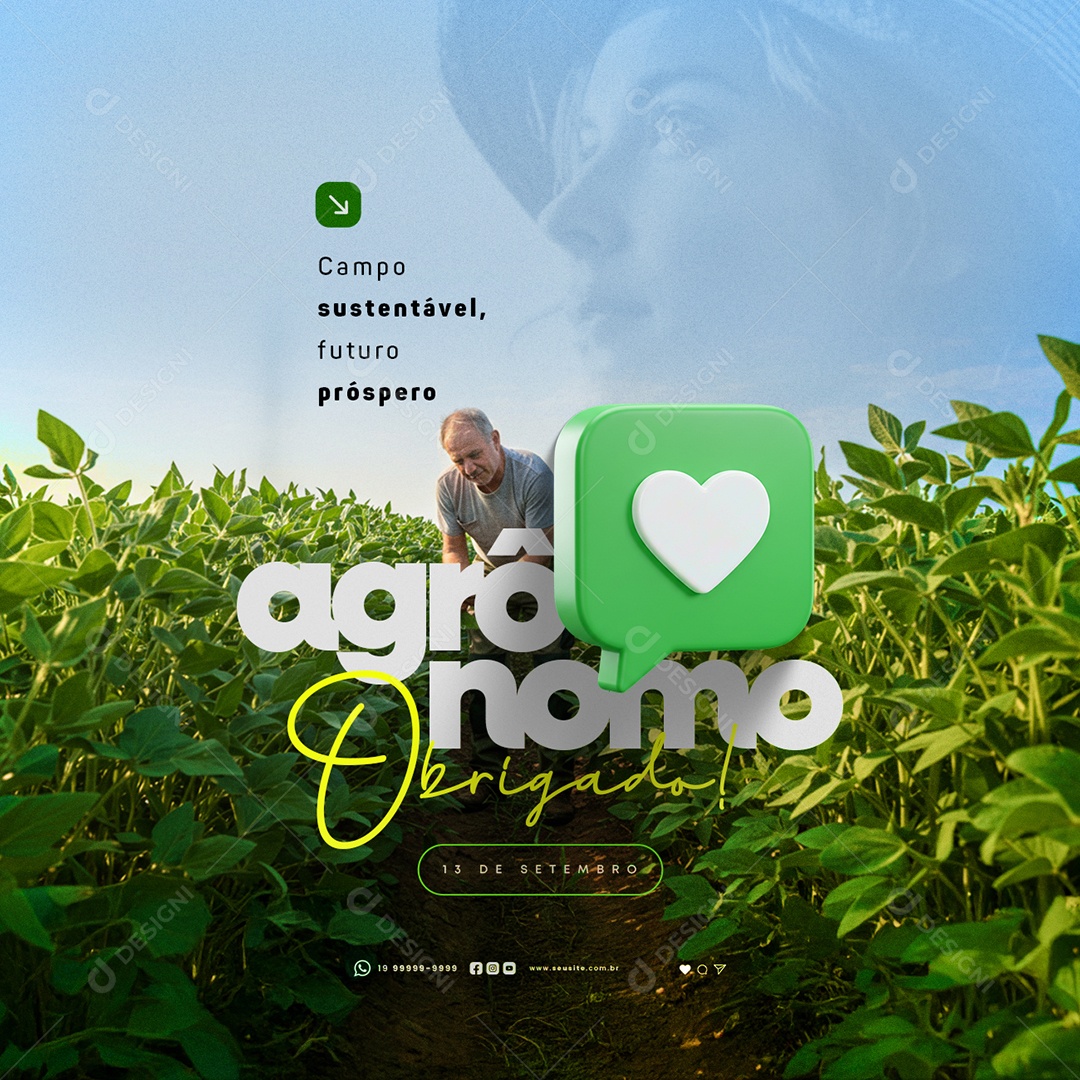 Dia do Agrônomo 13 de Setembro Campo Sustentável Social Media PSD Editável